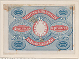 Trade Card for Whiting & Branston, Engravers & Printers, Anonymous, British, 19th century  British, Engraving with embossment