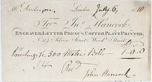 Trade Card for John Hancock, Engraver, Letter Press & Copper Plate Printer, Anonymous, British, early 19th century  British, Engraving