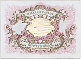 Trade Card for William Taylor, Engraver, Embosser & Printer, Anonymous, British, 19th century  British, Color lithograph