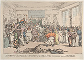 Exhibition at Bullock's Museum of Bonaparte's Carriage Taken at Waterloo, Thomas Rowlandson British, Hand-colored etching