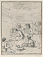 Cottagers, with Fireside, Henri Merke  Swiss, Etching; proof before aquatint or mezzotint