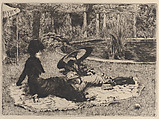 On the Grass, James Tissot French, Etching and drypoint on laid paper; second state of two