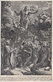 Five saints kneeling and adoring Christ: Saint Francis Borgia, Saint Louis Bertrand, Saint Cajetan, Saint Rosa of Lima, and Saint Philip Benzi, François Spierre  French, Engraving