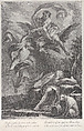 Zeus handing the golden apple to Hermes, above the sleeping figure of Paris, Fabio Berardi Italian, Etching and engraving