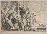 The Holy Family with Saint John the Baptist and musicians, Jacob Matham  Netherlandish, Engraving