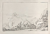 Mountainous landscape with two men in the foreground, Antonio Vianello Italian, Etching