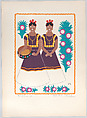 Two Tehuana women from the state of Oaxaca, plate 14 from "Trajes Regionales Mexicanos" (Regional Mexican Dress), Carlos Mérida Mexican, Silkscreen