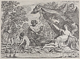 Garden of Venus with Bacchus Squeezing Grapes, Giacinto Gimignani  Italian, Etching