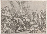 The Sacrifice of Elijah, Luca Giordano  Italian, Etching