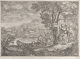 Landscape with the flight into Egypt, Giovanni Francesco Grimaldi Italian, Etching