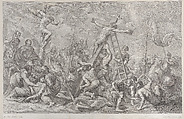 The Crucifixion, with the lowering of the cross at center, soldiers throughout, and a thief on a cross at left, Giovanni Battista Cipriani  Italian, Etching