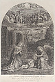 The Virgin Mary adoring the Christ child, an angel holding a crown of thorns at right, Frédéric Horthemels  French, Etching and engraving