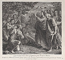 Healing of the ten lepers by Christ, who stands at right, Louis Surugue French, Etching and engraving