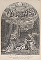The Virgin Mary adoring the Christ child, an angel holding a crown of thorns at right, Frédéric Horthemels  French, Etching and engraving