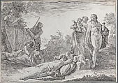 Nine Figures near a Herm of Pan, from "Bacchanals and Histories", Francesco Fontebasso  Italian, Etching