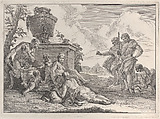 Satyr with Club and Seven Figures, from "Bacchanals and Histories", Francesco Fontebasso  Italian, Etching