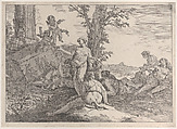 Six nymphs and two putti, from "Bacchanals and Histories", Francesco Fontebasso  Italian, Etching