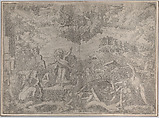 The vision of Ezekiel, with the dead rising and putting on their flesh, God the Father above in the sky, Giovanni Battista Fontana  Italian, Engraving