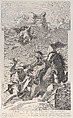 Saint Martin, on horseback, giving his cloak to a beggar, angels overhead, Giuliano Traballesi  Italian, Etching