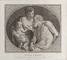 Roman Charity, with Pero, holding a small child, offering her right breast to the shackled Cimon, Michele Benedetti Italian, Stipple etching