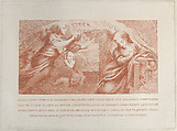 The Annunciation, with Gabriel at left and the Virgin at right, Benigno Bossi Italian, Etching and engraving in red ink