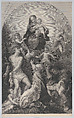 The Madonna of Saint Sebastian, with the Virgin and Child, surrounded by angels, looking down at Saint Sebastian, Saint Germinianus, and Saint Roch, Achille Désiré Lefèvre French, Engraving