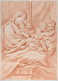 The Virgin and child with two angels, Andrea Scacciati  Italian, Etching with sanguine tone