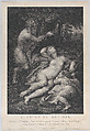 A satyr discovering the sleeping Venus, with Cupid lying at her side, Pierre Audouin French, Etching and engraving