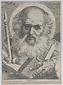 Saint Thomas, with a lance in a right hand and a book and square in his left hand, Luca Ciamberlano  Italian, Engraving