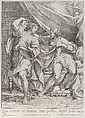 Joseph and Potiphar's wife, Hieronymus Ferroni, Etching