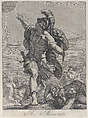 Joshua bidding the sun to stand still, Hieronymus Ferroni, Etching