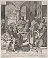 Saints Peter and John healing the sick at the gate of the temple, Hieronymus Ferroni, Etching
