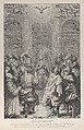 The Pentecost, with the Apostles and the Virgin sitting in a circle, the Holy Spirit appearing above them, and a donor kneeling at left, Frédéric Horthemels  French, Etching and engraving