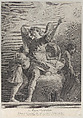 The Guardian Angel, stepping off a cloud and putting his arm around a young boy at left while a demon walks away at right, Nicolas Gabriel Dupuis  French, Etching and engraving