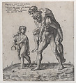 Aeneas rescuing Anchises, a young boy carrying a lantern at left, Giovanni Jacopo Caraglio (Italian, Parma or Verona ca. 1500/1505–1565 Krakow (?)), Engraving