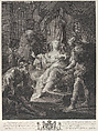 Lucretia deploring her misfortune to her husband Collatinus, her father, Publius Valerius, and Junius Brutus, Simon Francis Ravenet, the elder  French, Engraving