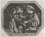 Lot and His Daughters, Bernardino Capitelli  Italian, Etching with plate tone, printed from an octagonal plate