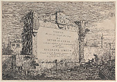 Title plate of "Vedute altre prese da i luoghi altre ideate", Canaletto (Giovanni Antonio Canal) (Italian, Venice 1697–1768 Venice), Etching; second state of two
