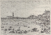 Prà della Valle: the right half of the square of Prà della Valle in Padua, with the Colleggio Universitario at right, Canaletto (Giovanni Antonio Canal) (Italian, Venice 1697–1768 Venice), Etching; first state of two (Bromberg)