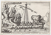 Plate 8: Polyphemus and Palemonius led by Ceres (Polifemo e Palemonio Argonauti condotti da Cerere), from "The magnificent pageant on the river Arno in Florence for the marriage of the Grand Duke" (Le Magnifique carousel fait sur le fleuve de l'Arne a Florence, pour le mariage du Grand Duc), Anonymous, Etching