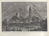 Nocturnal view of the gondolas' procession in front of the Basilica of San Pietro di Castello, Giovanni Battista Brustolon  Italian, Etching; first state of four (Succi)