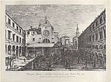 The Church of San Giacomo di Rialto, at right Palazzo dei Dieci and the bridge of Rialto, Giovanni Battista Brustolon  Italian, Etching; first state of four