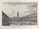 Piazza San Marco looking towards the Basilica and Campanile, Giovanni Battista Brustolon  Italian, Etching