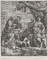 Allegorical scene with a sacrificial lamb, Giovanni Battista Bonacina Italian, Etching and engraving