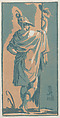 The Apostle Saint James, Anton Maria Zanetti the Elder Italian, Chiaroscuro woodcut from three blocks in ochre and blue