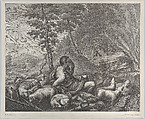 Jacob guarding Laban's flock, Theodore Cruger  German, Engraving