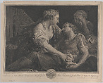 The Death of Mark Antony with Cleopatra at left, Johann Georg Wille German, Engraving