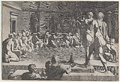 Banquet of Alexander, Domenico del Barbiere (Italian, Florence (?) 1506–1565 Paris), Engraving