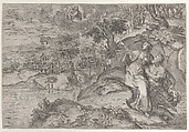 Augustus and the Tiburtine Sibyl, Marco Angolo del Moro Italian, Etching