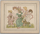 Valentine, Kate Greenaway  British, White heavy stock with beveled edges gilt; chromolithography